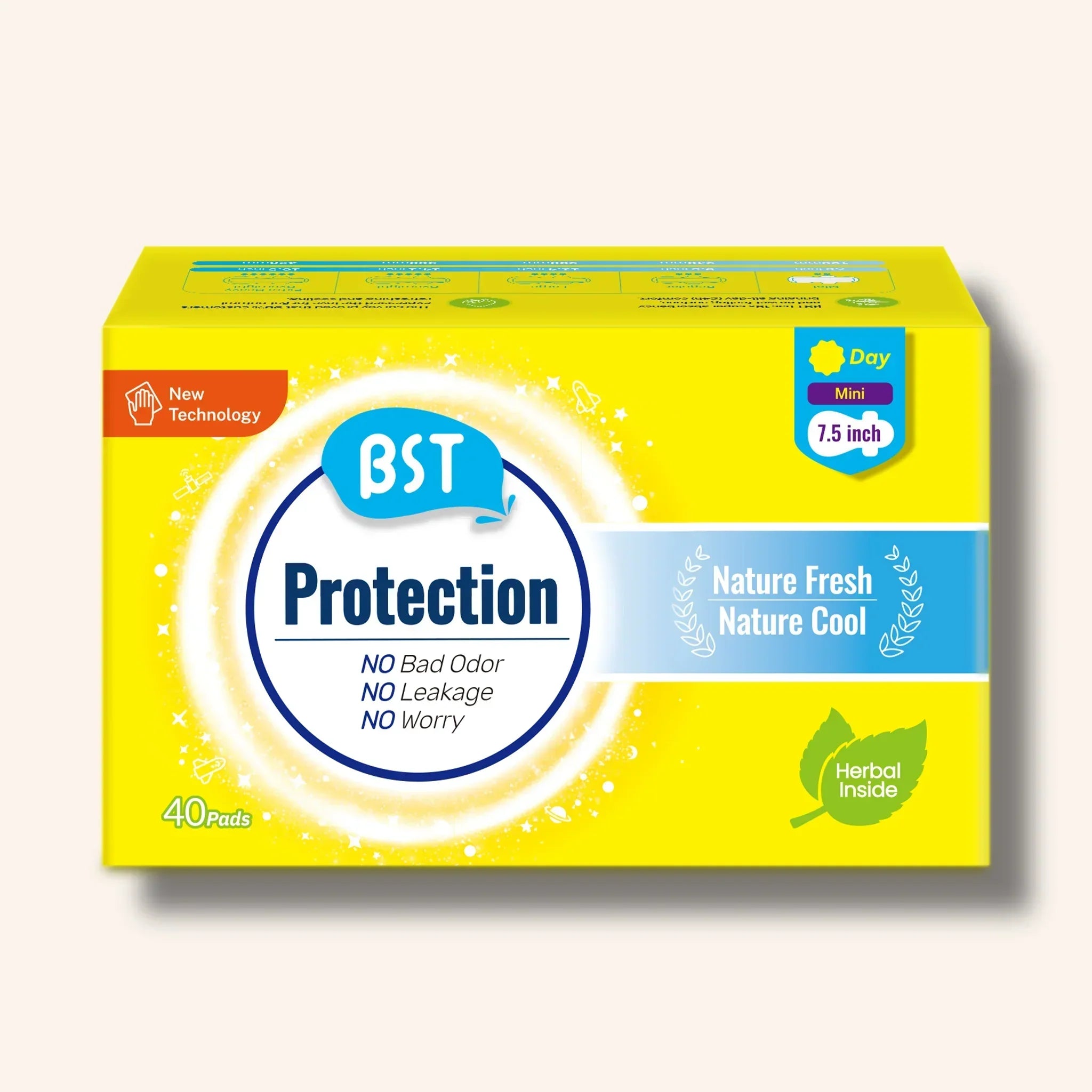 BST Protection Mint Cooling Mini Sanitary Pads, 40 pads – slim fit, breathable, best for light flow and sensitive skin