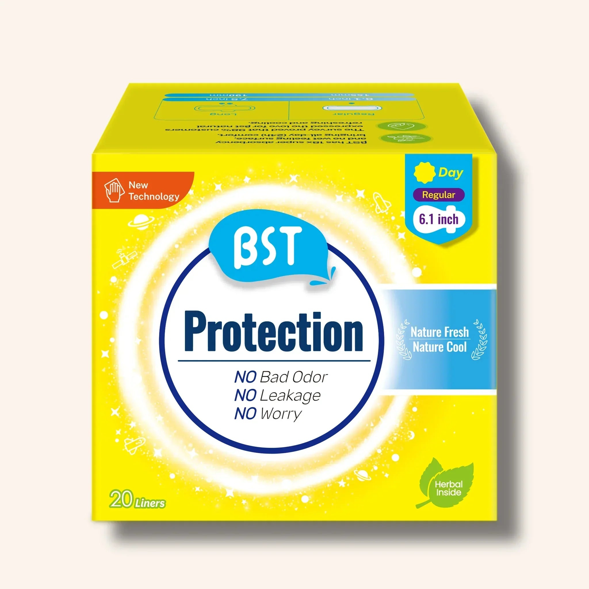 BST Protection Mint Cooling Sanitary Pads Regular size, 20 pads – daily use, nature fresh, comfortable for sensitive skin