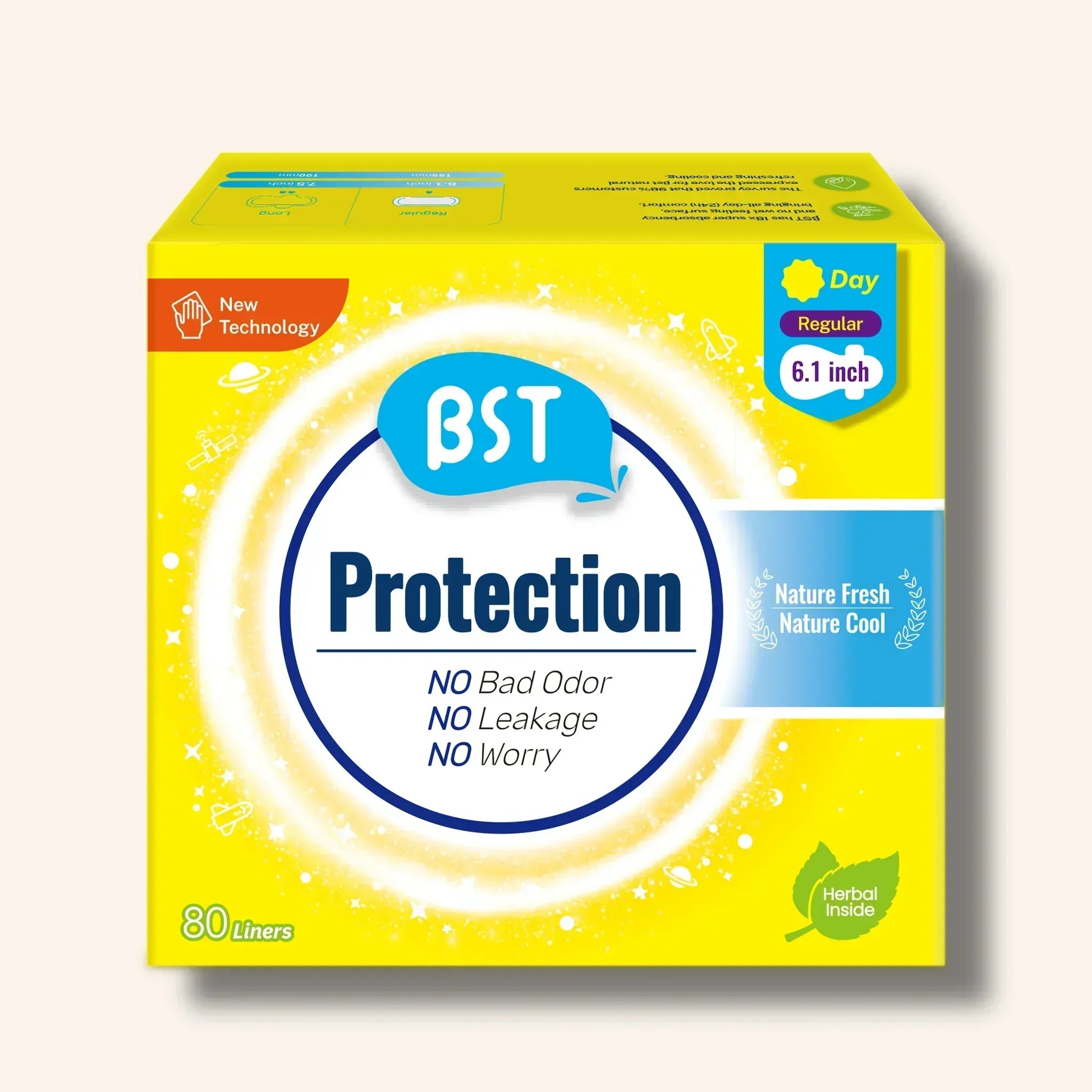 BST Protection Mint Cooling Sanitary Pads Regular size, 80 pads – daily use, comfortable, nature fresh, for sensitive skin