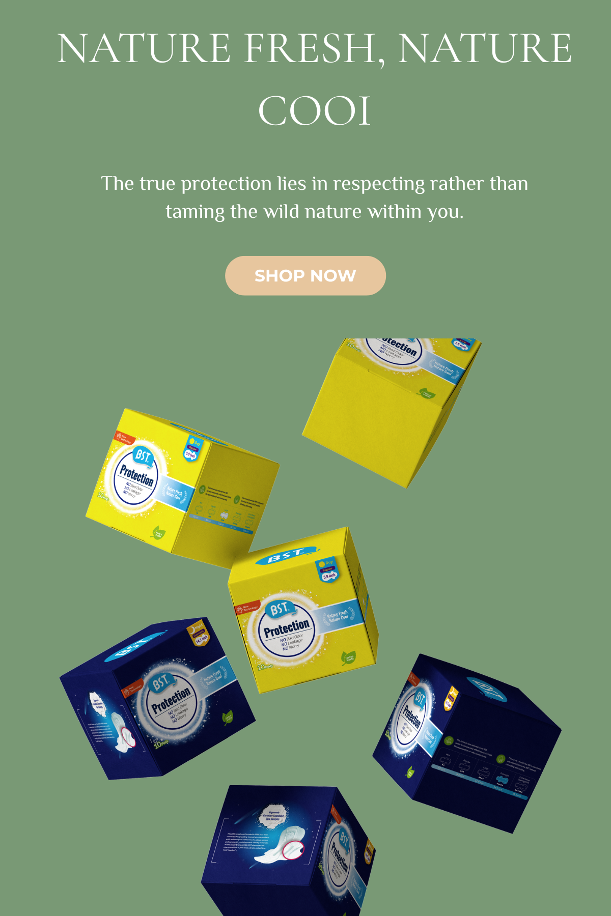 BST Protection mobile banner – Nature Fresh, Nature Cool, mint cooling sanitary pads for sensitive skin
