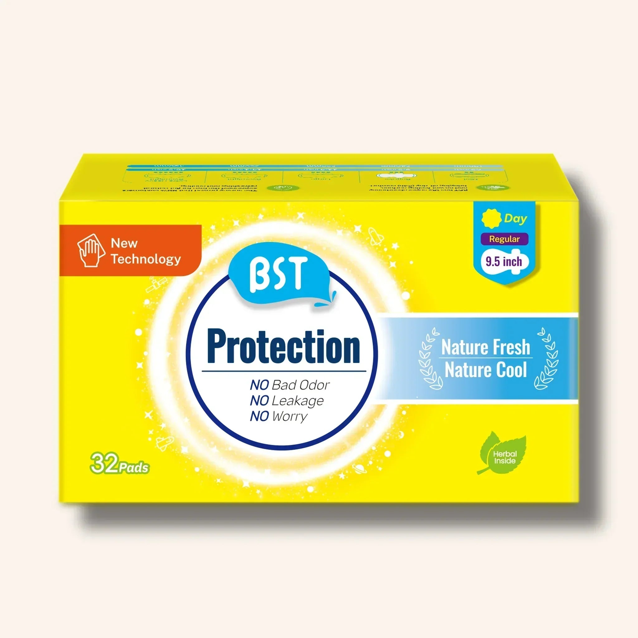 BST Protection Regular 9.5 inch Sanitary Pads, 32 pads – nature fresh, comfortable, best for daily use and sensitive skin
